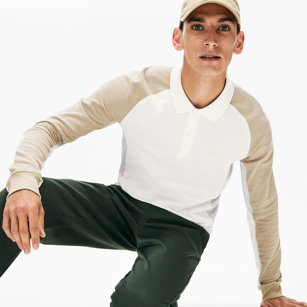 Men's Long-Sleeved Colorblock Piqué Polo Shirt / Lacoste