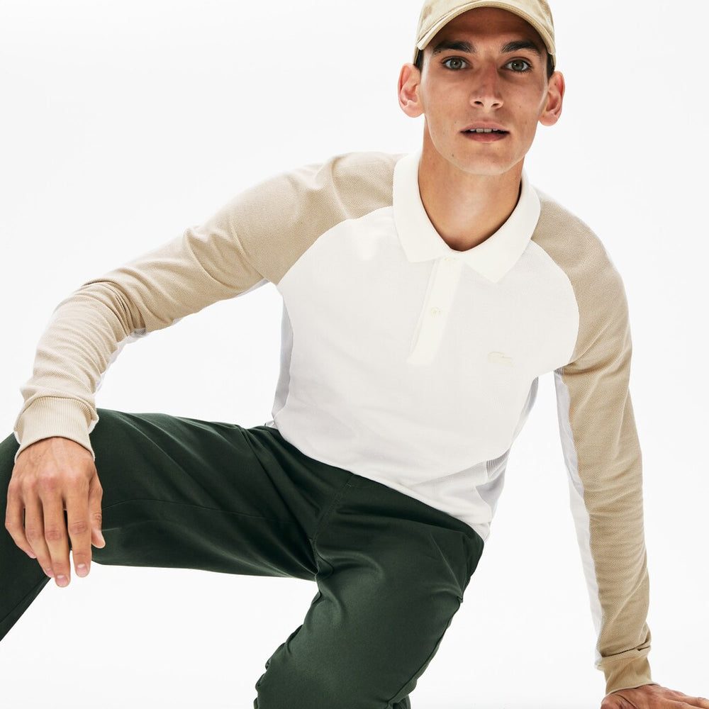 Men's Long-Sleeved Colorblock Piqué Polo Shirt / Lacoste