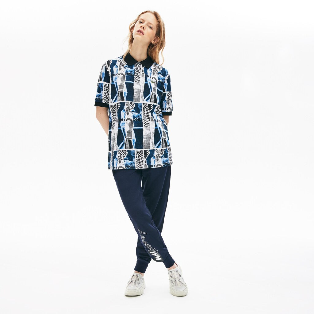 Unisex LIVE Loose Fit Graphic Print Cotton Polo Shirt / Lacoste