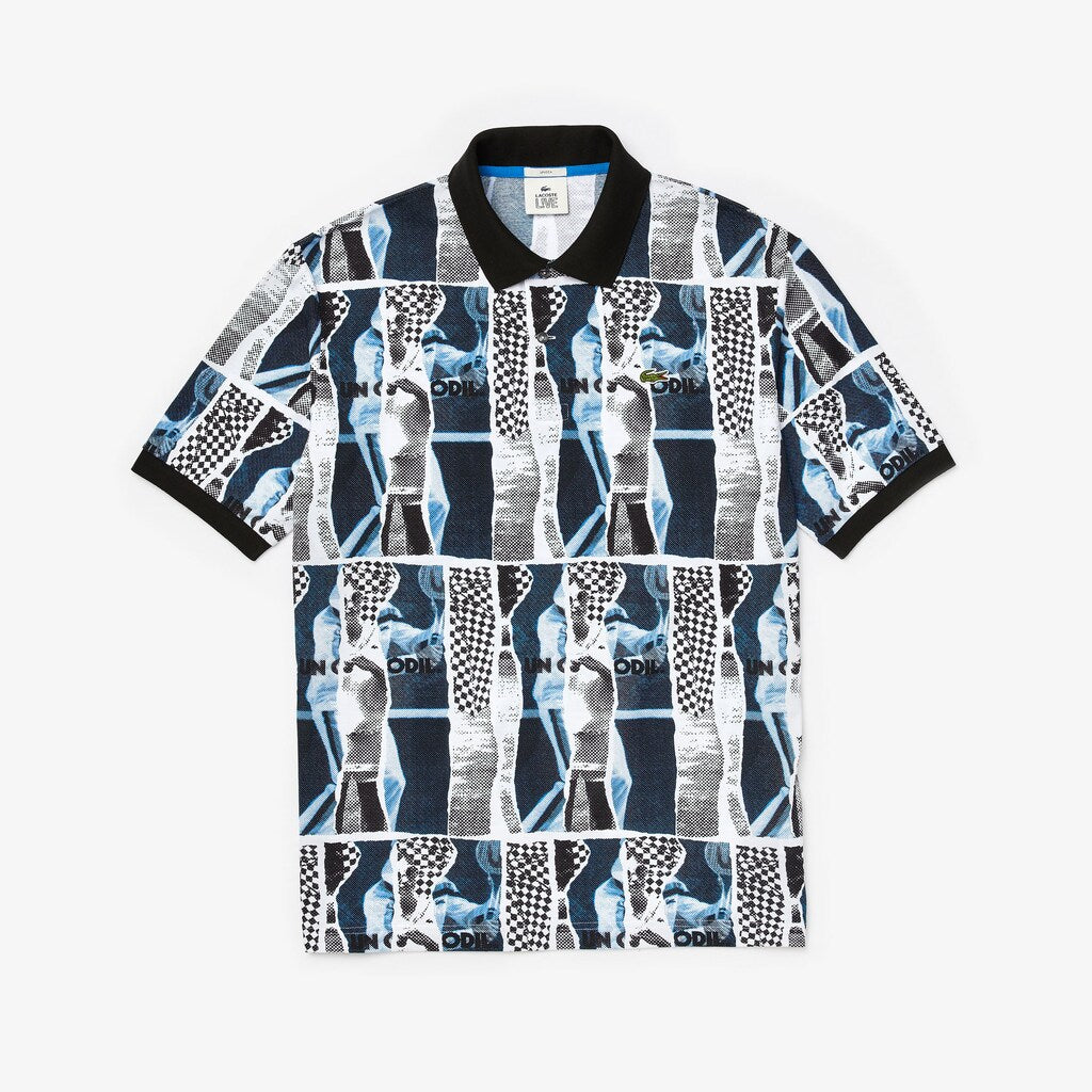 Unisex LIVE Loose Fit Graphic Print Cotton Polo Shirt / Lacoste