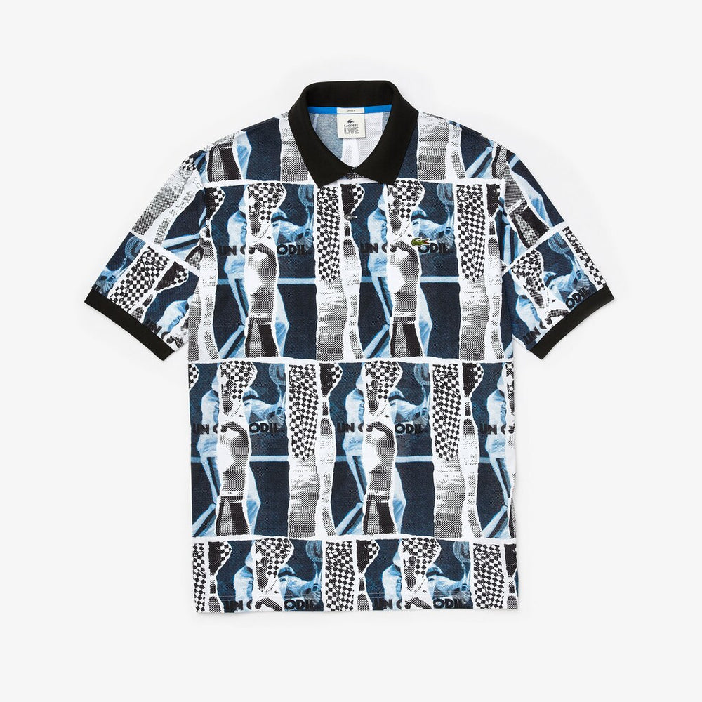 Unisex LIVE Loose Fit Graphic Print Cotton Polo Shirt / Lacoste