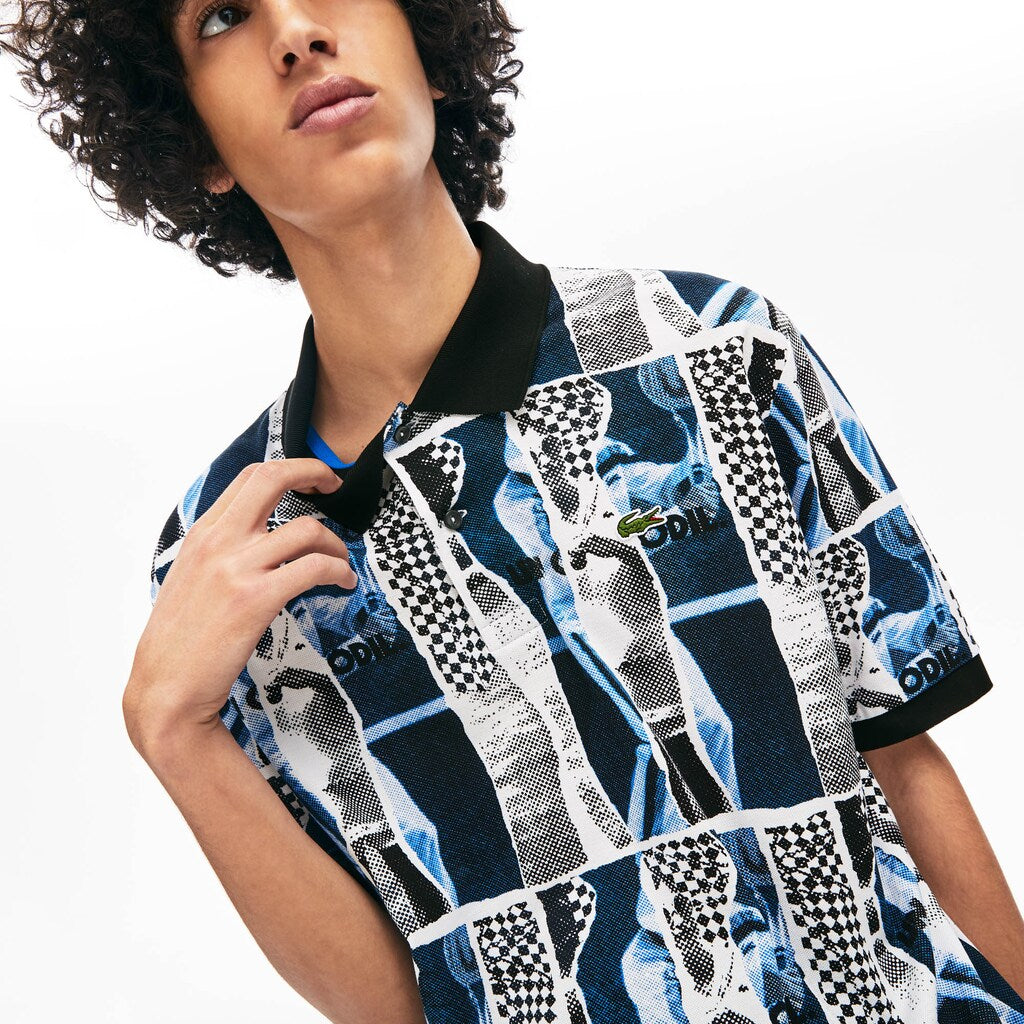 Unisex LIVE Loose Fit Graphic Print Cotton Polo Shirt / Lacoste