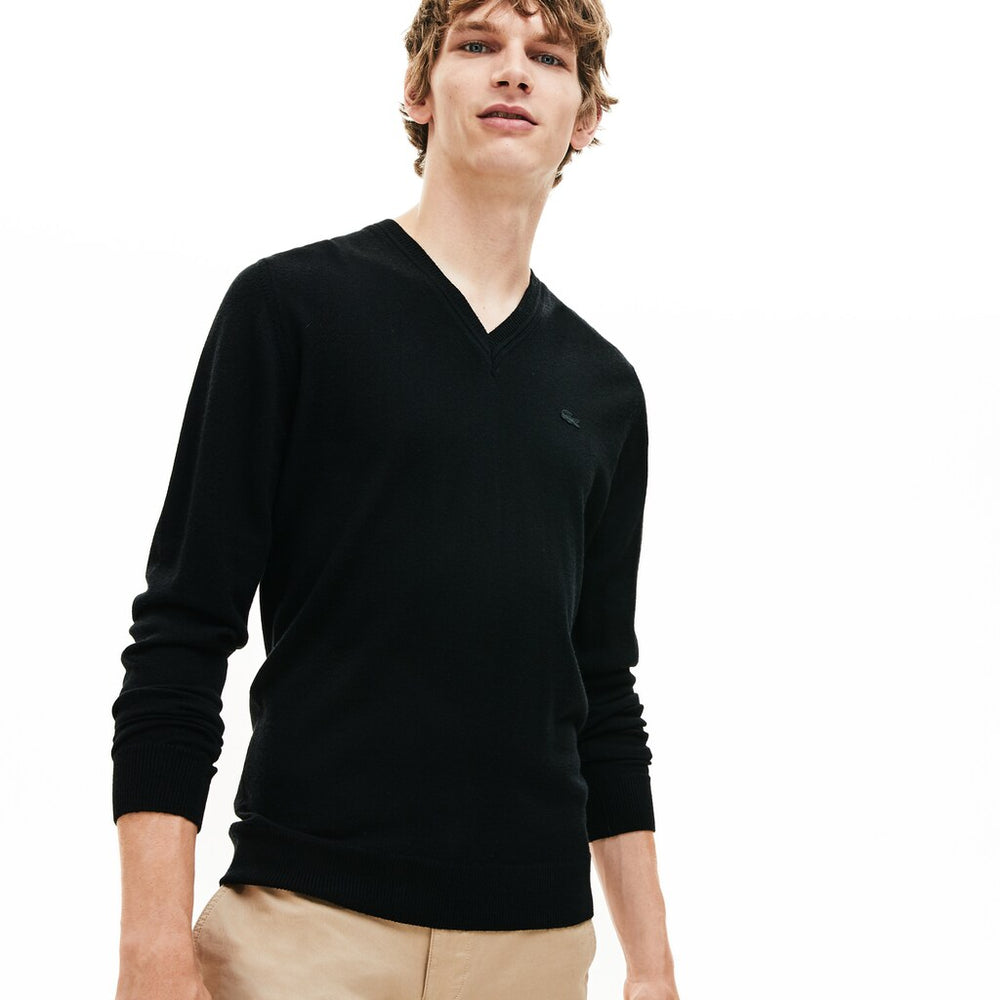 Men's V-neck Wool Jersey Sweater / Lacoste