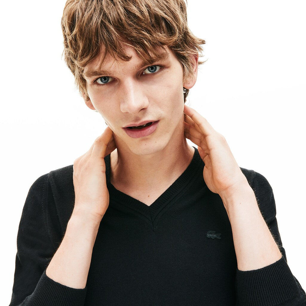 Men's V-neck Wool Jersey Sweater / Lacoste