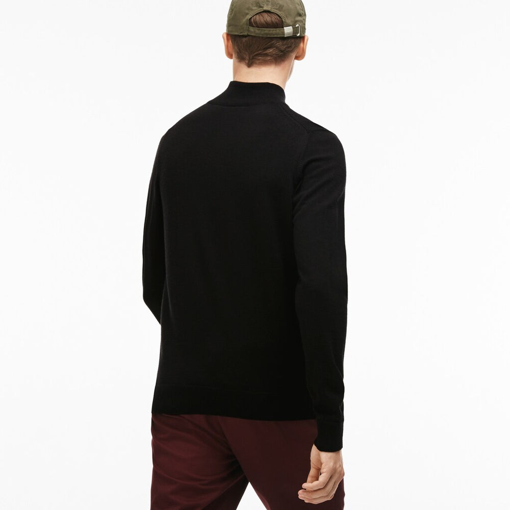 Men's Zippered Stand-Up Collar Wool Jersey Sweater / Lacoste