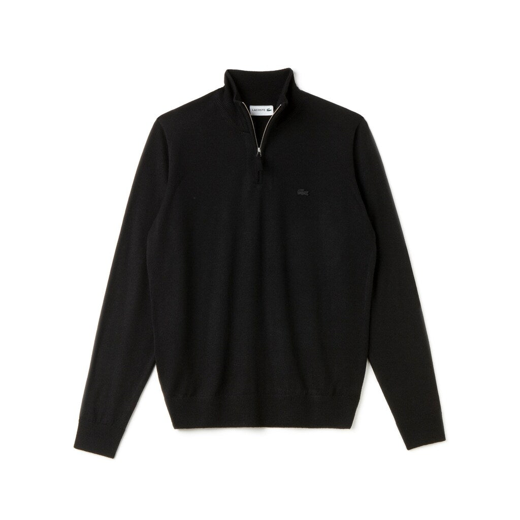 Men's Zippered Stand-Up Collar Wool Jersey Sweater / Lacoste