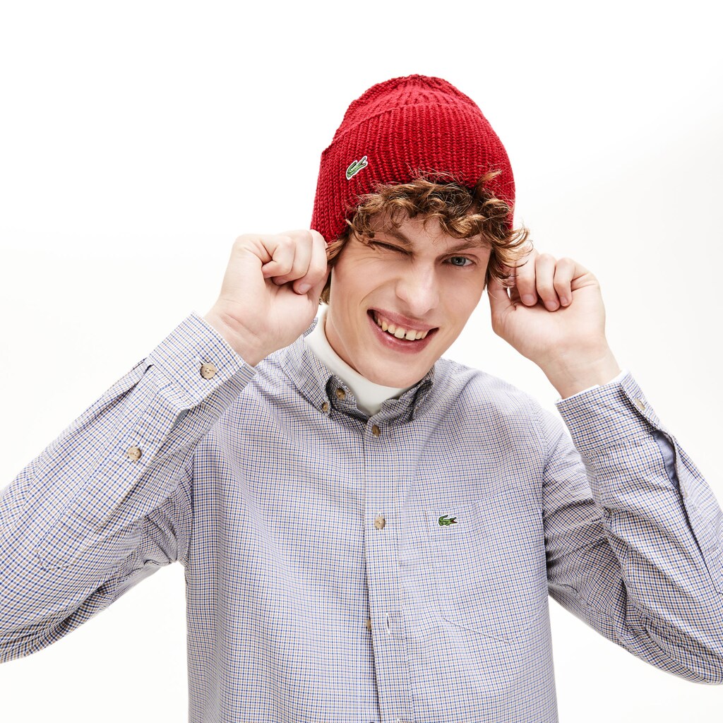Men's Turned Edge Ribbed Wool Beanie / Lacoste