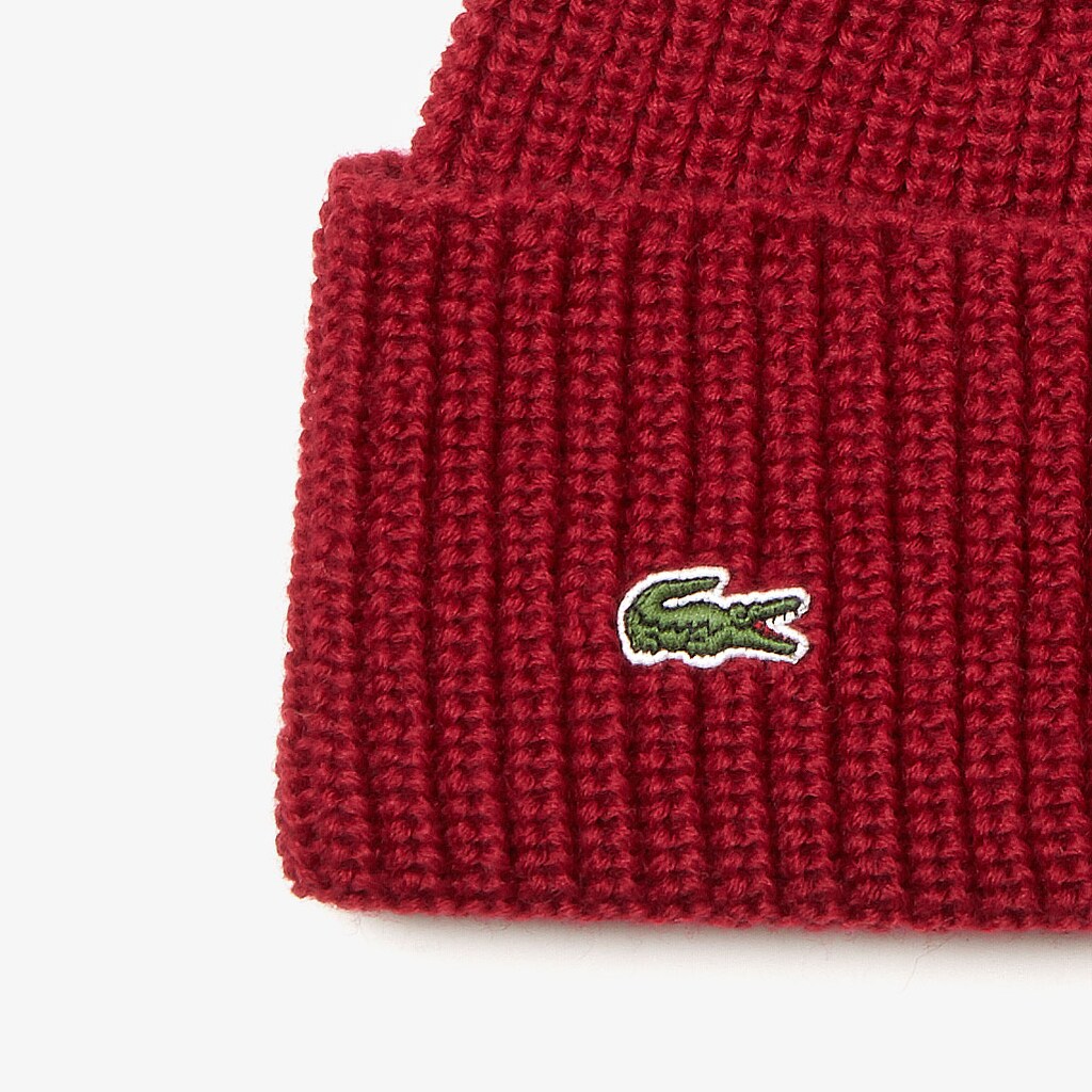 Men's Turned Edge Ribbed Wool Beanie / Lacoste